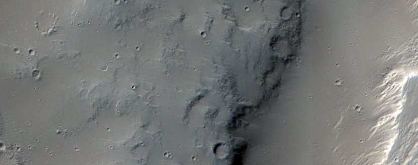 Curved Channel Southwest of Nicholson Crater