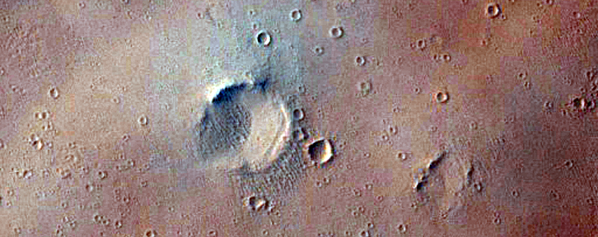 Grondverschuiving vanaf een steile wand van Olympus Mons