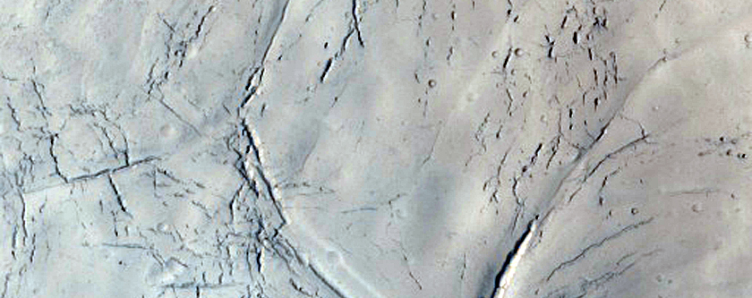 Cracks on Northern Mid-Latitude Crater Floor