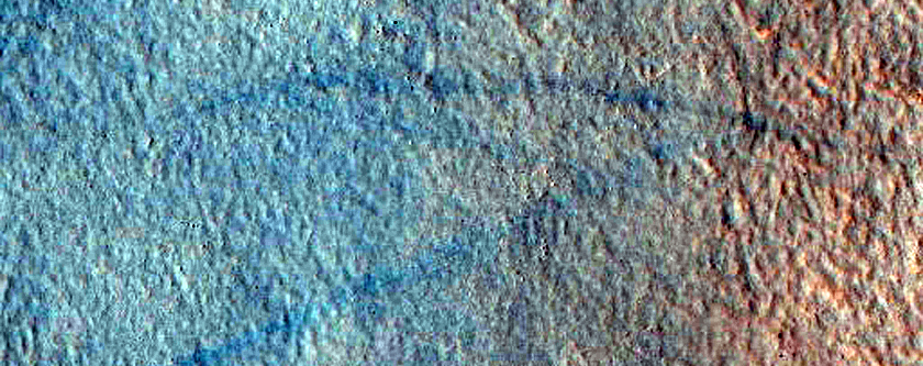 Dust Devil Tracks around Mound in Arcadia Planitia