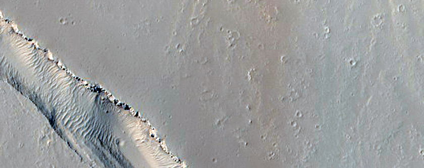 Fissure and Channel Southeast of Olympus Mons