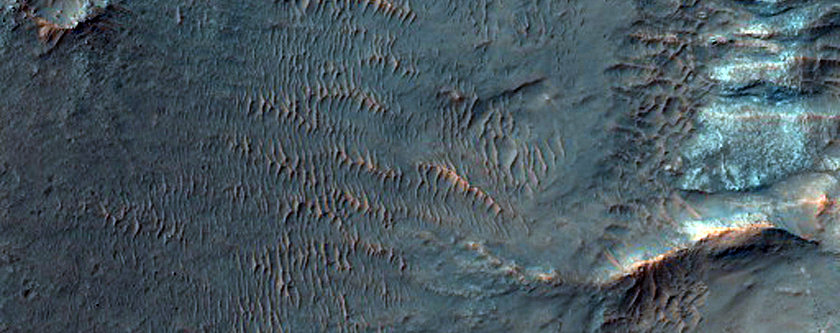 Dissected Crater Wall North of Ganges Chasma