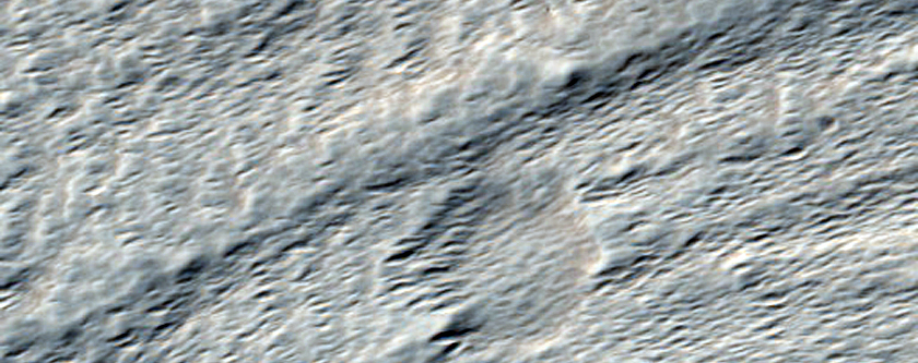 Depression and Landforms on Lower Arsia Mons West Flank
