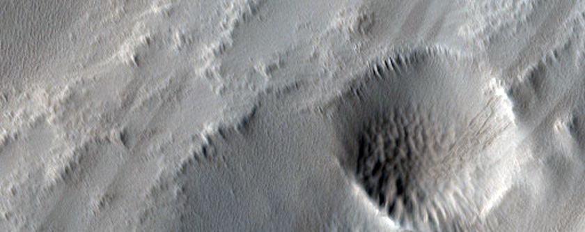 Landforms on Flank of Hecates Tholus