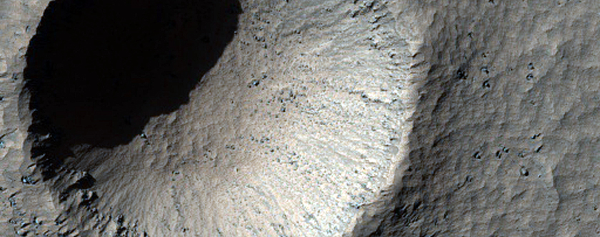 Well-Preserved Small Crater in Syria Planum