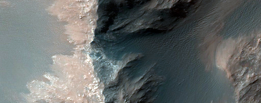 Monitor Low Albedo Slopes along Coprates Chasma Ridge