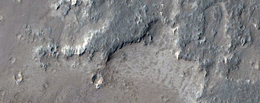 Exempel p lavastrmmar sydst om Arsia Mons