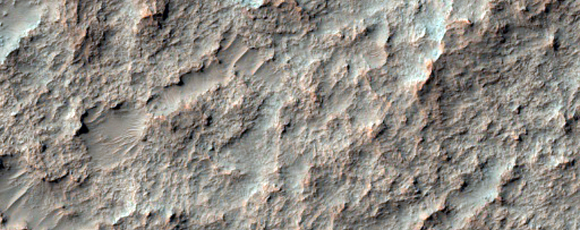 Straight Ridges in Middle of Crater Floor in Iapygia Region
