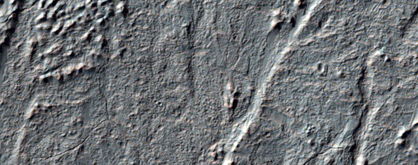 Proprietas fluens in Argyre Planitia occidentalis spectantibus ex Cratere Hale