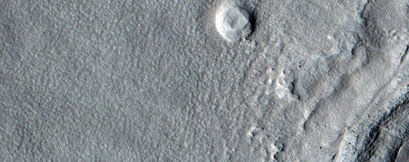 Pedestal Crater on Plains Northwest of the Galaxias Colles