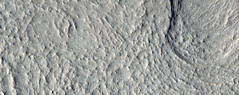 Banded Landforms on Crater Floor Near Acheron Fossae