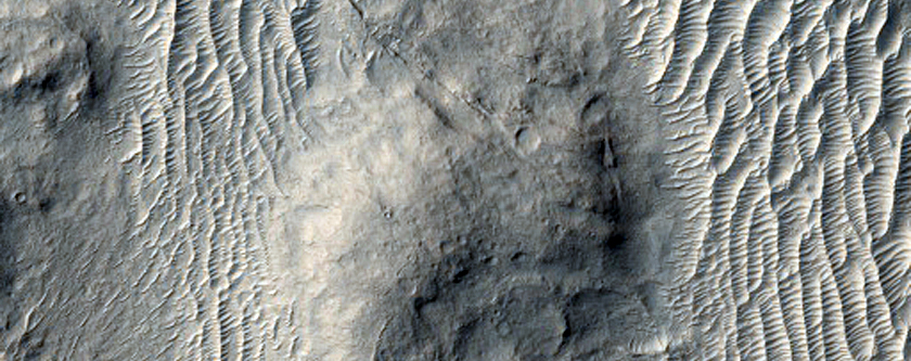 Sinuous Ridges Inside Crater in Aeolis Dorsa