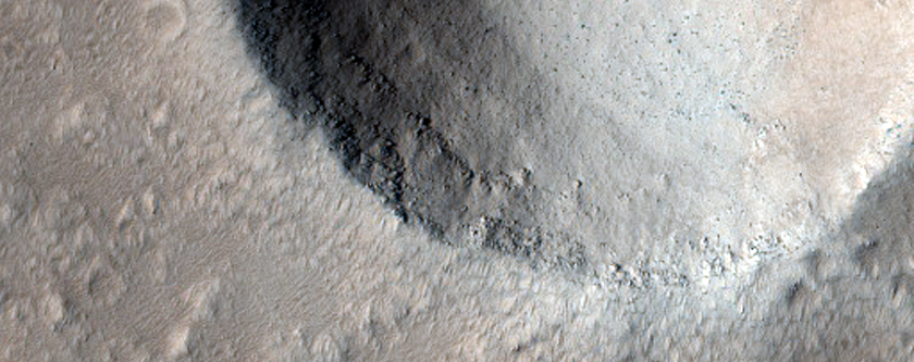 Small Crater and Lava Flows on Olympus Mons