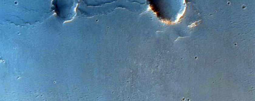Terreno escuro em uma cratera prxima  regio de Mawrth Vallis