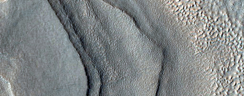 Layers in Crater Deposit in Deuteronilus Mensae