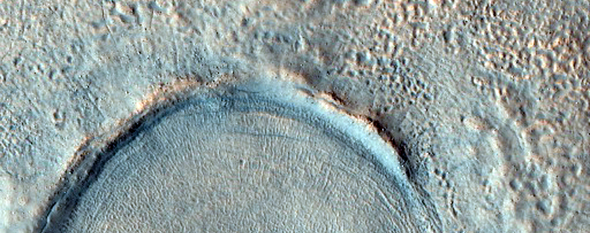 Crater with Ejecta Lower Than Surroundings in Utopia Planitia