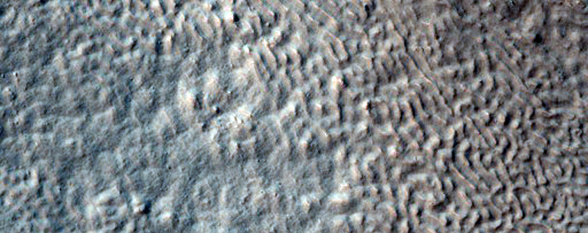Troughs and Mounds in Crater Near Reull Vallis