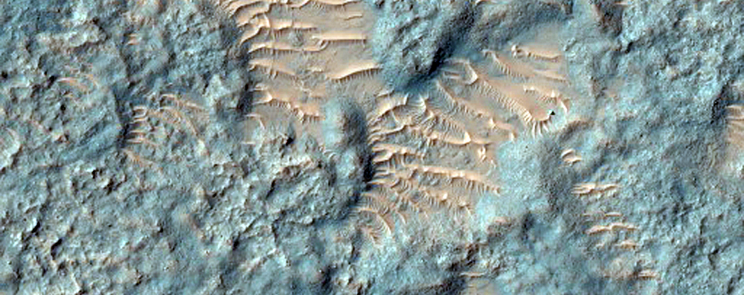 Fluidized Ejecta Crater in Hadley Crater with Possible Phyllosilicates