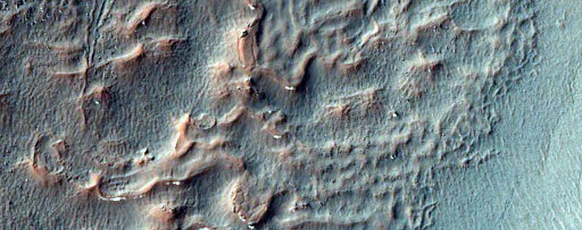 Erosional Forms in Southern Mid-Latitude Crater