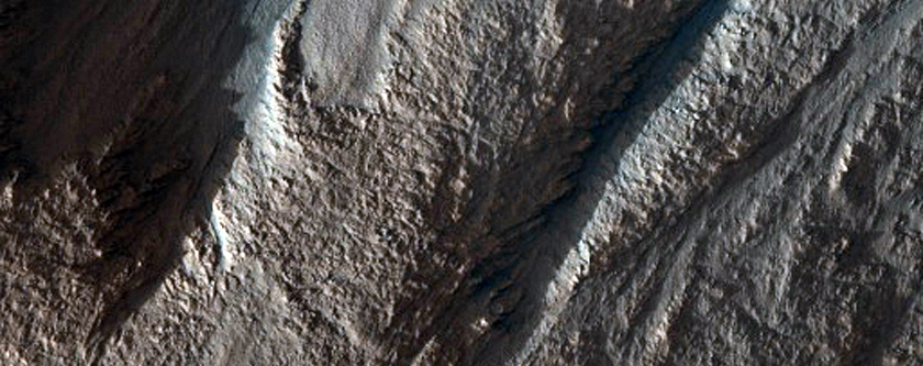 Gullies in Crater Wall