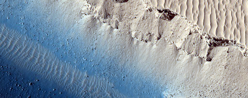 Section of Cerberus Fossae Cutting Impact Crater