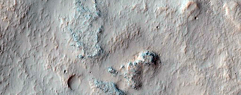 Inverted Channels in Crater in Terra Cimmeria