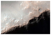 Crater and Mountain in Hesperia Planum Upland Boundary Area