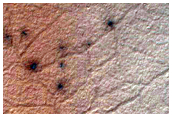 Dark Spots on Dune within Crater