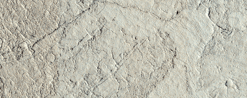 Styk kanałów dopływowych lawy na równinie Elysium Planitia