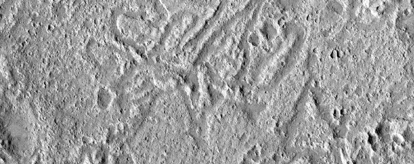 Flow Features in Arimanes Rupes Region East of Mangala Valles