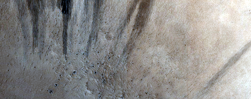 Wind Streaks in Small Crater