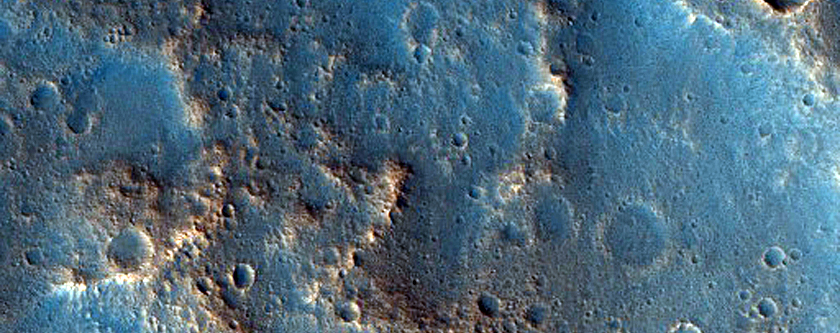 Rocky Crater and Ejecta North of Mawrth Vallis