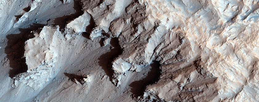 Наблюдение за откосами кратера Рабе
