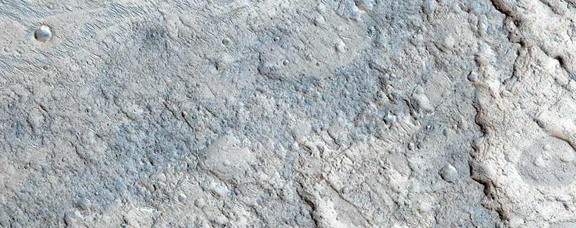 Fan and Associated Deposits on Floor of Crater in Xanthe Terra