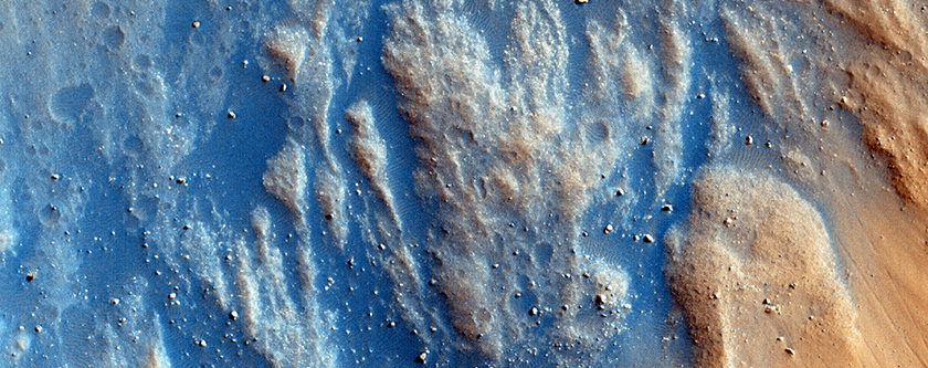 Fresh Crater Near Athabasca Valles Lava