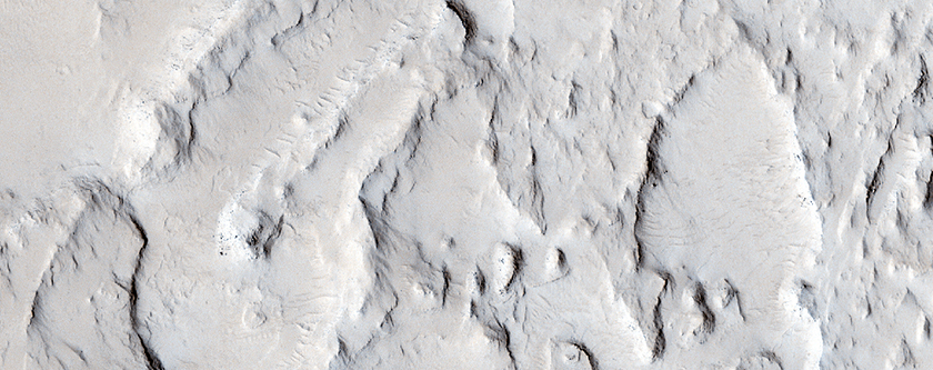Ridged Body in Crater in CTX Image