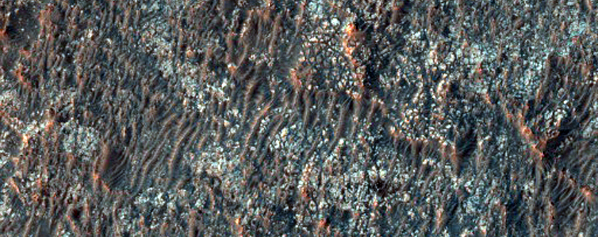 Fan at Ridge Terminus in Crater in CTX Image