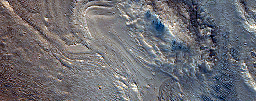 Layering on Floor of Orson Welles Crater