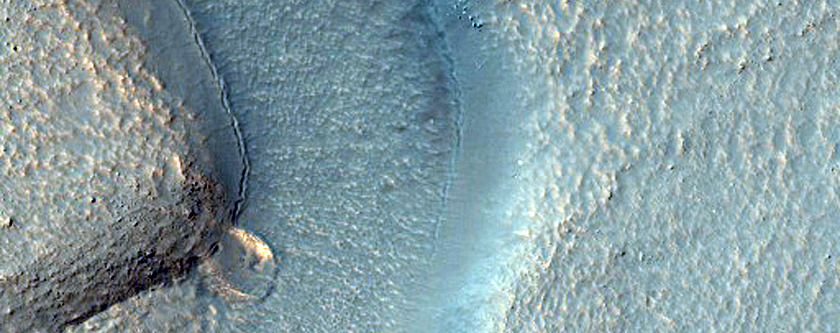 Channel on Wall of South Mid-Lattitude Crater