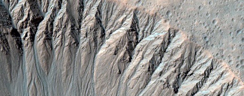Crater with Steep Gullied Slopes
