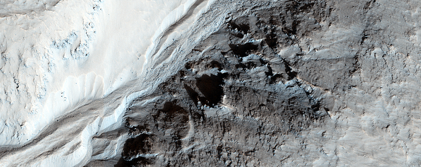 Gullies on Western Slope of Crater on Edge of Ptolemaeus Crater