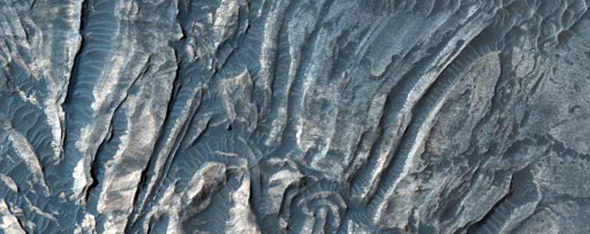Convoluted Folds in Light-Toned Sulfates along Ius Chasma Floor