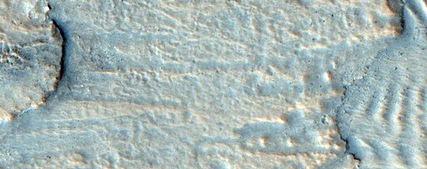 Fan Feature at Valley Terminus in Crater