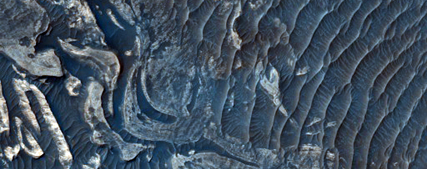 Convoluted Folds in Light-Toned Deposits along Ius Chasma Floor