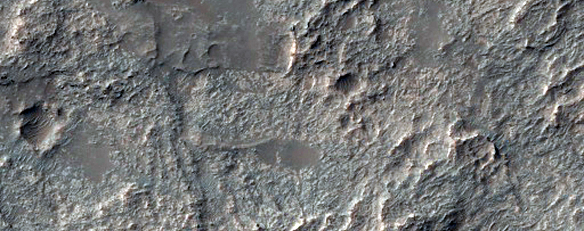 Overlapping Curved Ridges in Crater in CTX Image