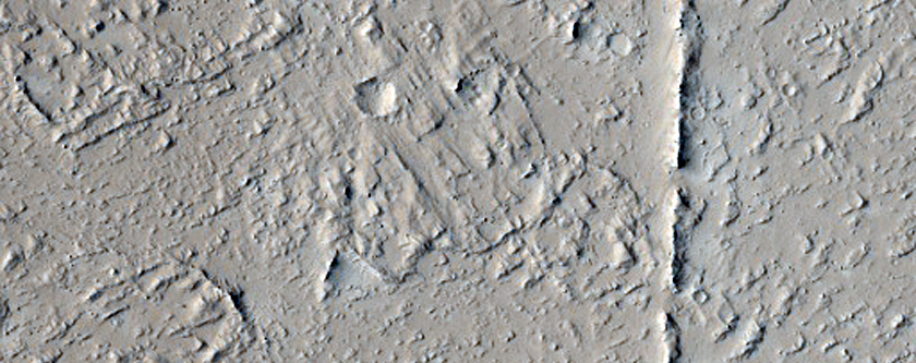 Platy Lava Flows Near Olympus Mons
