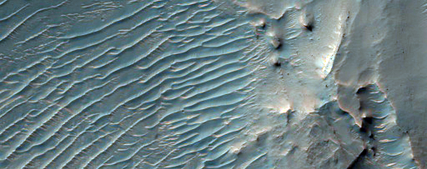 Crater on Floor of Uzboi Vallis

