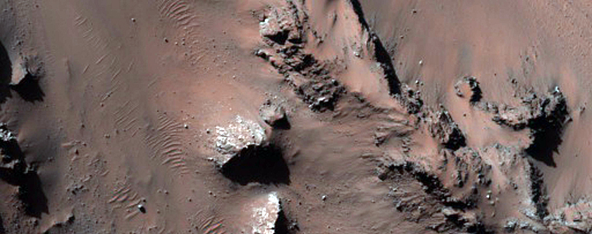 Slope Monitoring in Hale Crater Central Peaks
