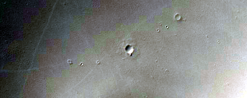 Light and Dark Bands in Crater in Southeastern Arabia Terra