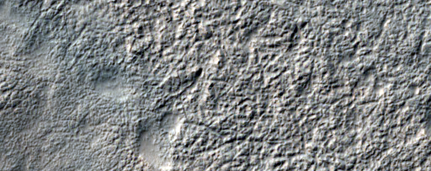 Narrow Curvilinear Valleys Northwest of Crater Rim
